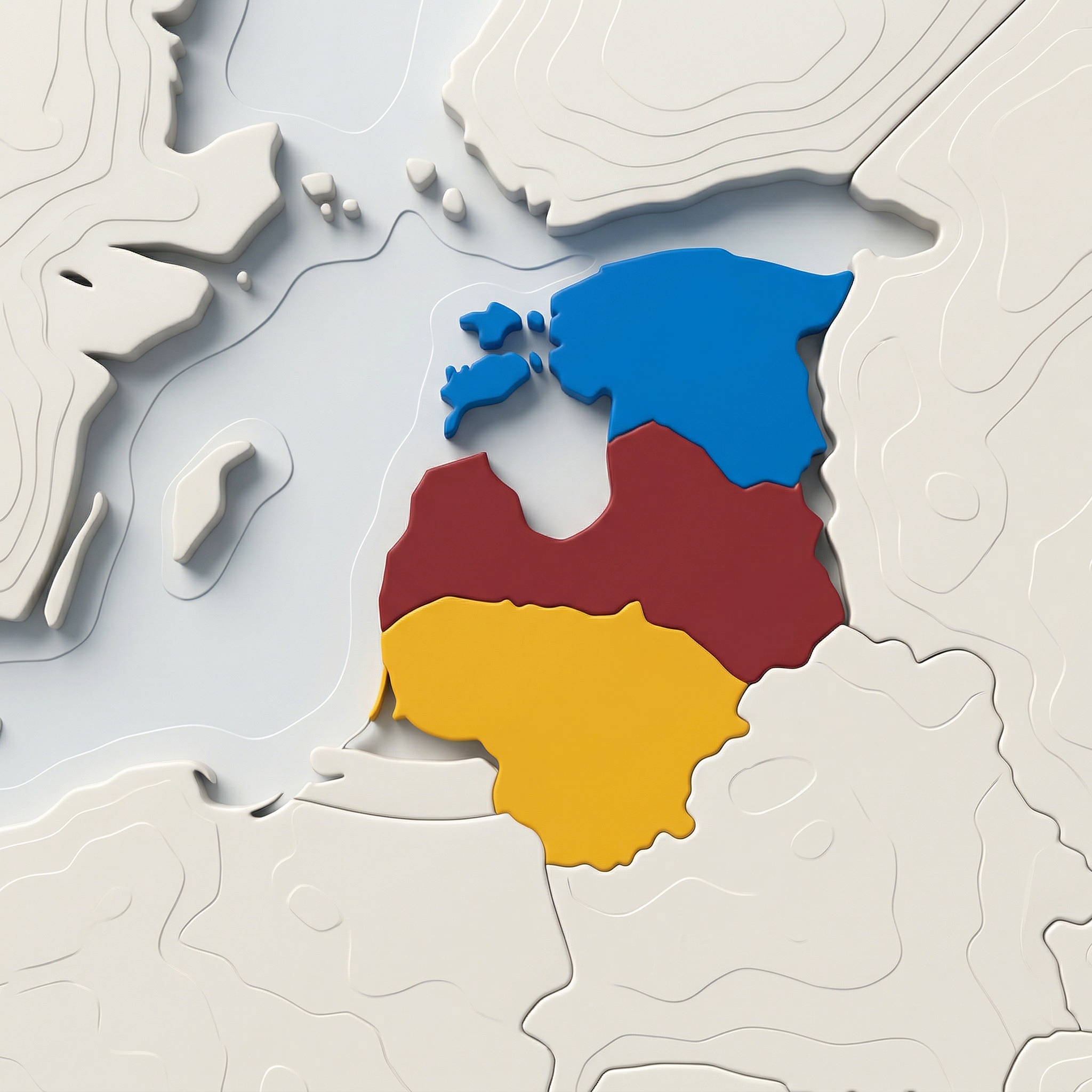 Map of the Baltic region highlighting Estonia, Latvia, and Lithuania